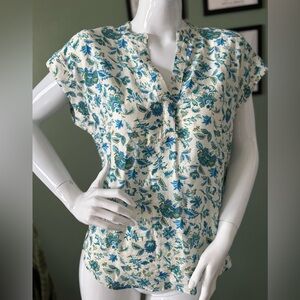 Cynthia Steffe Cream Tunic with Blue & Green Floral Print NWT Retail $49